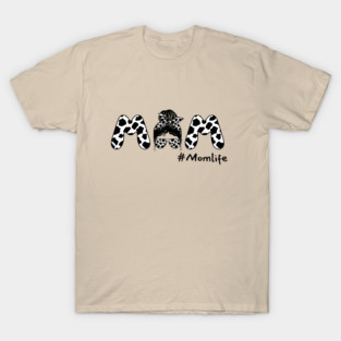 Cow Mom Messy Bun T-Shirt