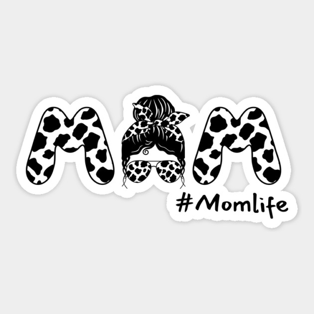 Cow Mom Messy Bun Sticker by The WYLD Tribe