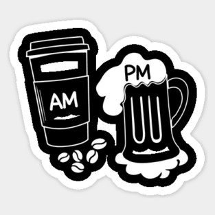 AM PM Coffee Wine Lover Sticker
