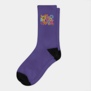 70s Retro Flower power Design Socks