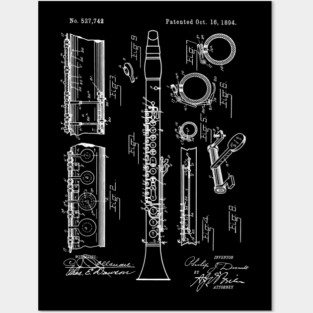Clarinet Patent Blueprint from 1894 Posters and Art