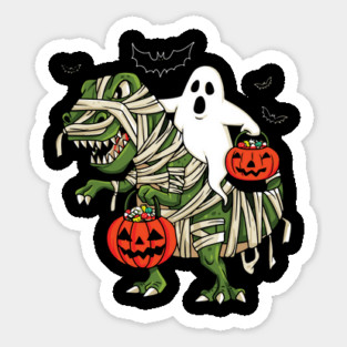 Ghost Riding Dinosaur Halloween Costume Sticker
