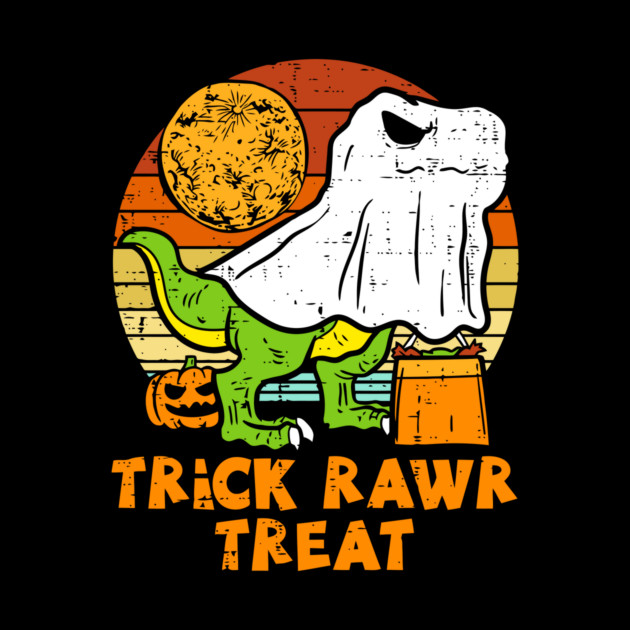 Trick Rawr Treat Dinosaur Ghost T-rex Halloween by The WYLD Tribe