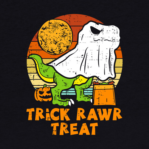 Trick Rawr Treat Dinosaur Ghost T-rex Halloween by The WYLD Tribe