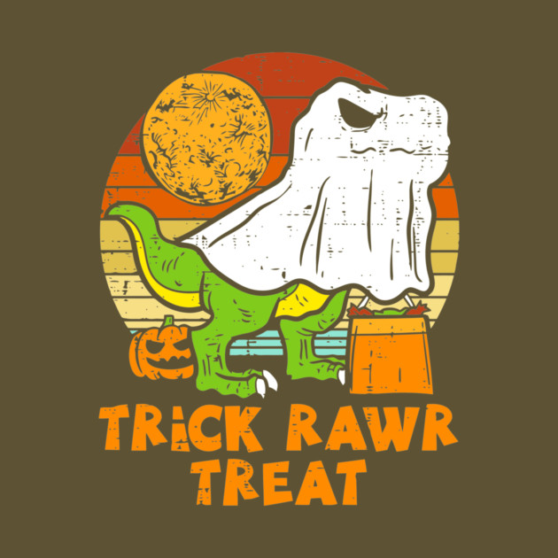 Trick Rawr Treat Dinosaur Ghost T-rex Halloween by The WYLD Tribe