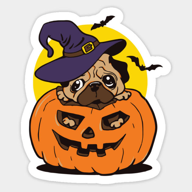 Pugkin Pug Dog Pumpkin Halloween Sticker by The WYLD Tribe