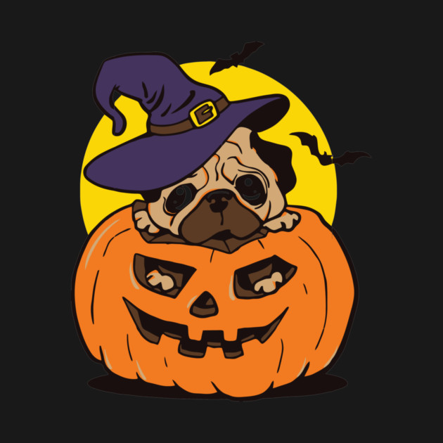Pugkin Pug Dog Pumpkin Halloween by The WYLD Tribe