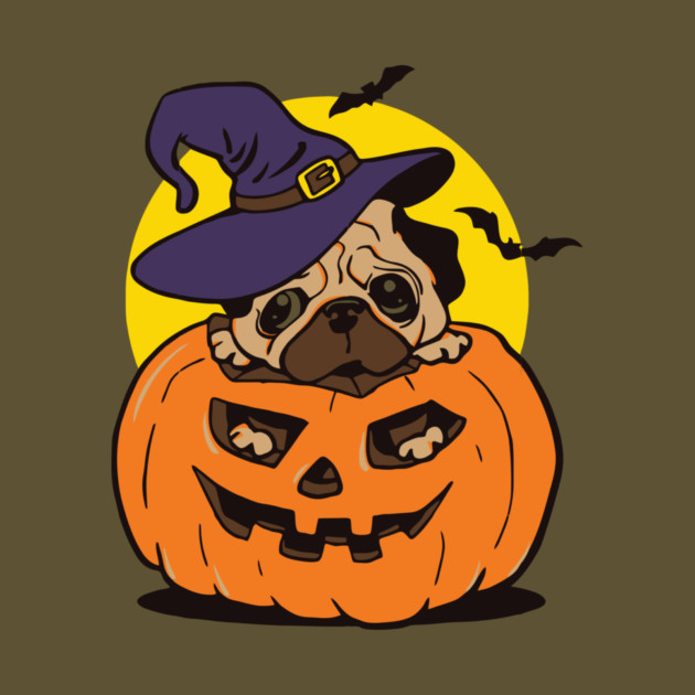 Pugkin Pug Dog Pumpkin Halloween by The WYLD Tribe