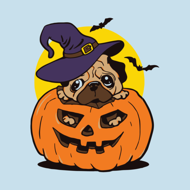 Pugkin Pug Dog Pumpkin Halloween by The WYLD Tribe
