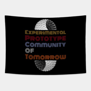 Florida Theme Park Retro Vintage Center Ball Space ship Earth Design Tapestry