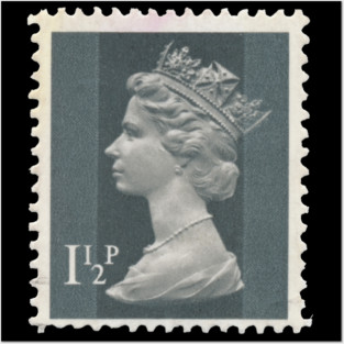 Vintage stamp printed in the UK in 1971 showing Queen Elizabeth II Posters and Art