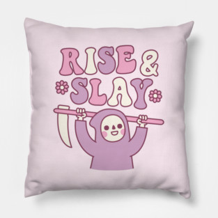 Cute Grim Reaper Rise And Slay Funny Retro Pillow