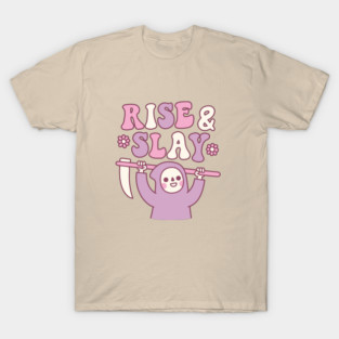Cute Grim Reaper Rise And Slay Funny Retro T-Shirt