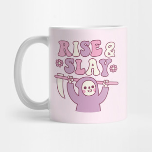 Cute Grim Reaper Rise And Slay Funny Retro Mug