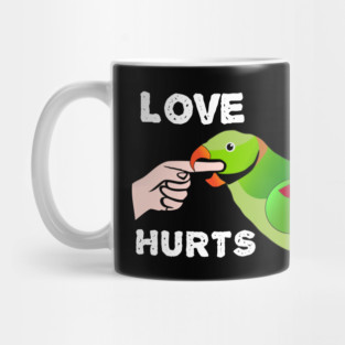 Love Hurts Indian Ringneck Male Parrot Biting Mug