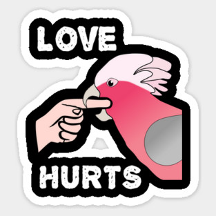 Love Hurts Rose-breasted Galah Cockatoo Parrot Biting Sticker