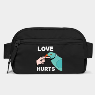 Love Hurts Blue Indian Ringneck Male Parrot Biting Bag