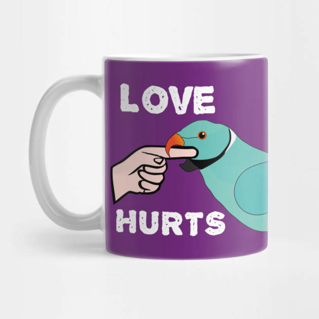 Love Hurts Blue Indian Ringneck Male Parrot Biting by Einstein Parrot