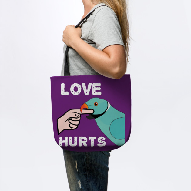 Love Hurts Blue Indian Ringneck Male Parrot Biting by Einstein Parrot