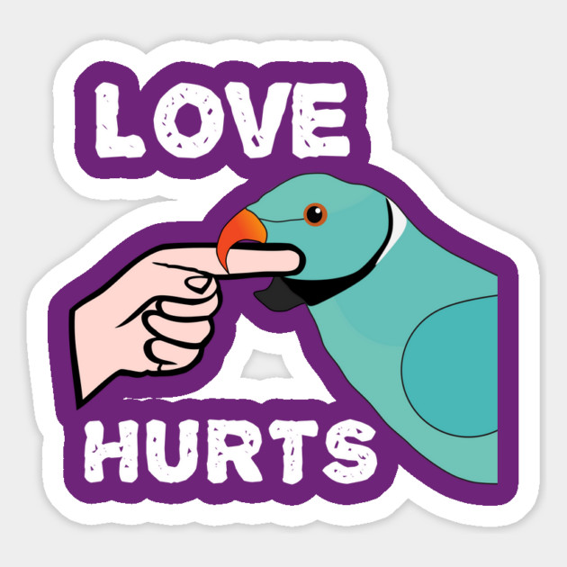 Love Hurts Blue Indian Ringneck Male Parrot Biting Magnet by Einstein Parrot