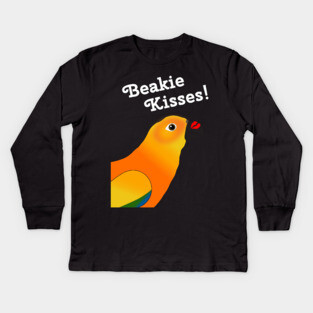 Beakie Kisses Sun Conure Parrot Kids Long Sleeve T-Shirt