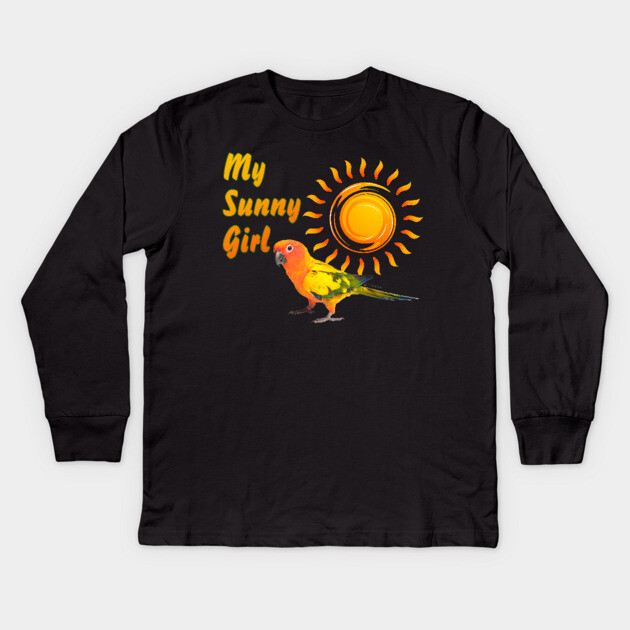 Sun Conure Parrot Sunny Sunshine Girl Kids Long Sleeve T-Shirt by Einstein Parrot
