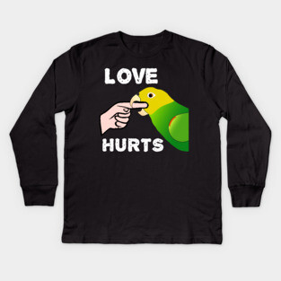 Love Hurts Double Yellow Headed Amazon Parrot Kids Long Sleeve T-Shirt