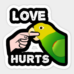 Love Hurts Double Yellow Headed Amazon Parrot Sticker