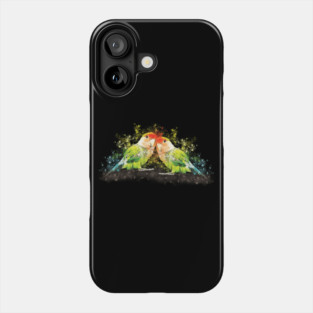 Lovebird parrot, pair of birds, watercolor Love Bird Phone Case