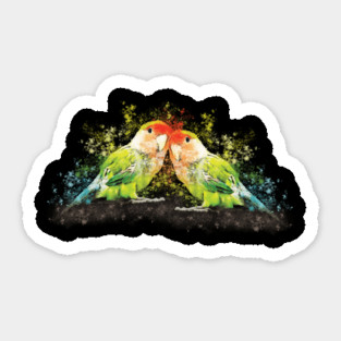 Lovebird parrot, pair of birds, watercolor Love Bird Sticker