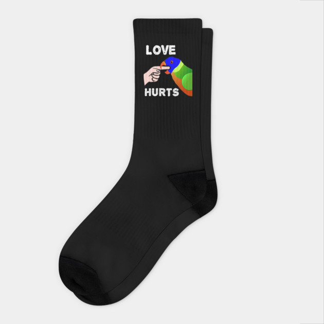 Love Hurts Lorikeet Parrot Biting Socks by Einstein Parrot