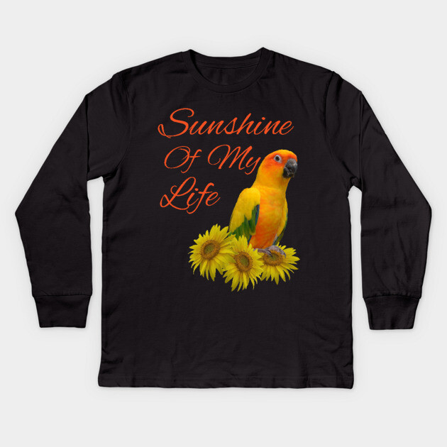 Sun Conure Parrot Sunshine Sunflower Kids Long Sleeve T-Shirt by Einstein Parrot
