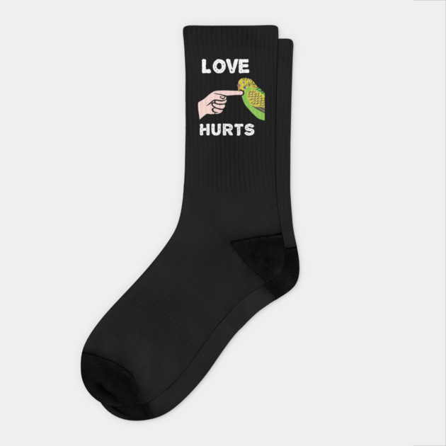 Love Hurts Budgie Parakeet Parrot Biting Socks by Einstein Parrot