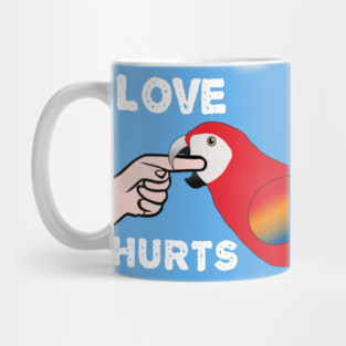 Love Hurts Scarlet Macaw Parrot Biting Mug
