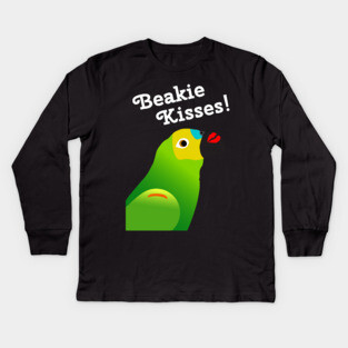 Beakie Kisses Blue Front Amazon Parrot Cute Kids Long Sleeve T-Shirt