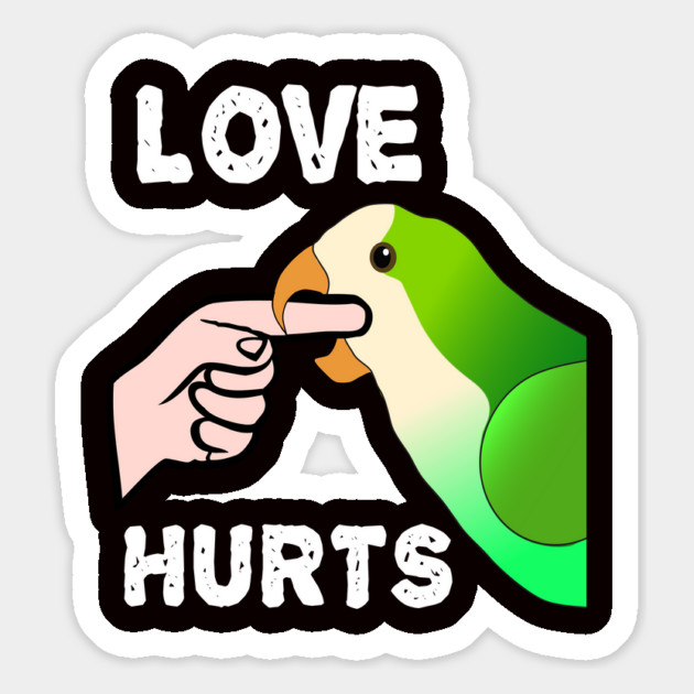 Love Hurts Quaker Parrot Biting Magnet by Einstein Parrot