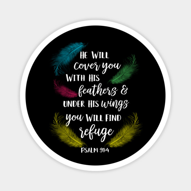 Cover You With His Feathers Psalm 91:4 Parrot bird Magnet by Einstein Parrot