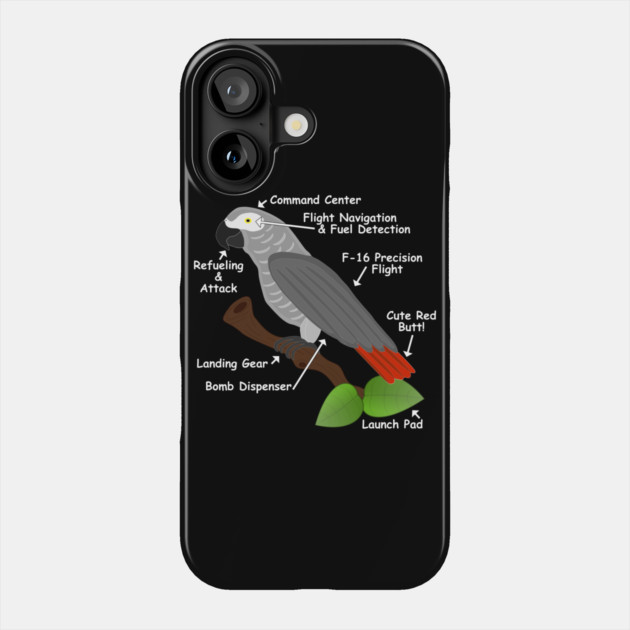 Anatomy of an African Grey Parrot Phone Case by Einstein Parrot