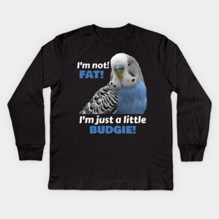Fat Budgie Blue Parakeet Parrot Kids Long Sleeve T-Shirt