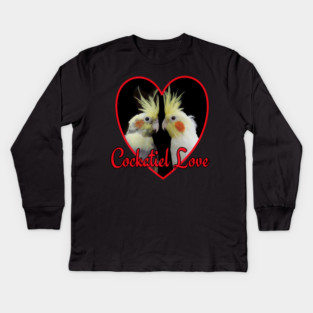Cockatiel Love Heart Parrot Kids Long Sleeve T-Shirt