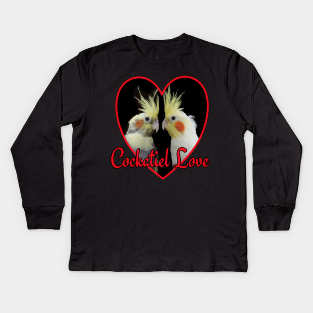 Cockatiel Love Heart Parrot Kids Long Sleeve T-Shirt by Einstein Parrot
