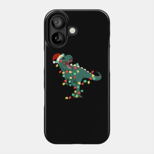 T-Rex Santa Christmas Lights Phone Case