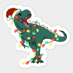 T-Rex Santa Christmas Lights Sticker