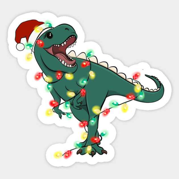 T-Rex Santa Christmas Lights Magnet by The WYLD Tribe