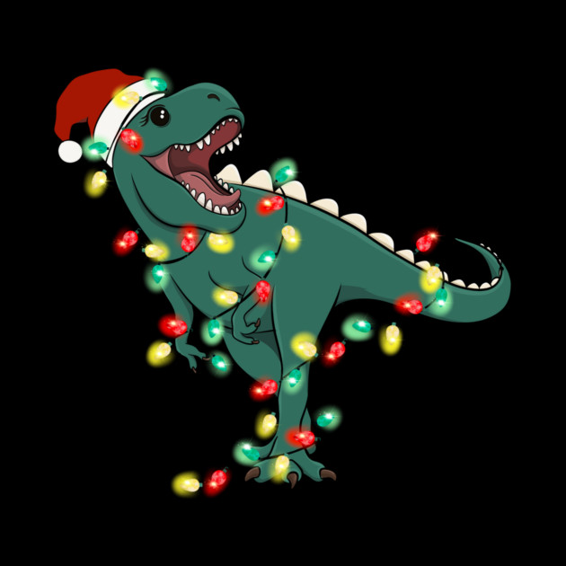 T-Rex Santa Christmas Lights by The WYLD Tribe
