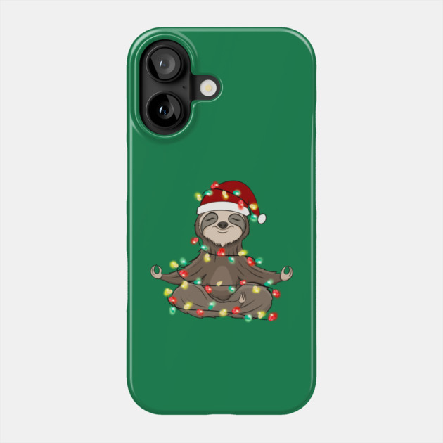 Lazy Sloth Santa Meditation Christmas Lights Phone Case by The WYLD Tribe