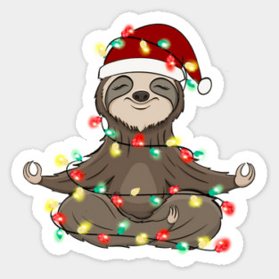 Lazy Sloth Santa Meditation Christmas Lights Magnet