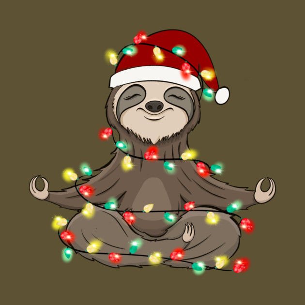 Lazy Sloth Santa Meditation Christmas Lights by The WYLD Tribe