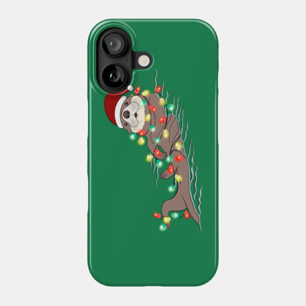 Otter Santa Christmas Lights Phone Case by The WYLD Tribe