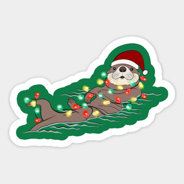 Otter Santa Christmas Lights Magnet by The WYLD Tribe